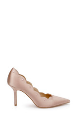 Nude | Eleni Satin Pointed Toe Scallop Pumps Side