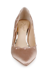 Nude | Eleni Satin Pointed Toe Scallop Pumps Front