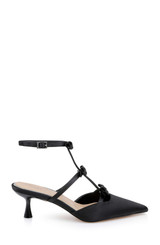 Black | Elisabetta T-Strap Kitten Heel Pumps Side