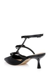 Black | Elisabetta T-Strap Kitten Heel Pumps Back Side