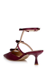 Bordeaux Satin | Elisabetta T-Strap Kitten Heel Pumps Back Side