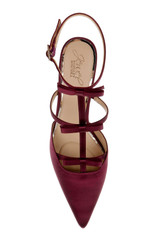 Bordeaux Satin | Elisabetta T-Strap Kitten Heel Pumps Top