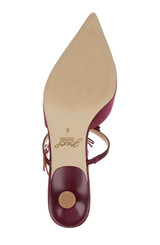 Bordeaux Satin | Elisabetta T-Strap Kitten Heel Pumps Sole