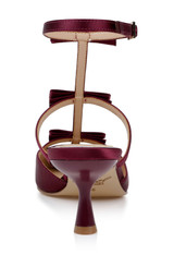 Bordeaux Satin | Elisabetta T-Strap Kitten Heel Pumps Back