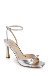 Silver Metallic | Elisha Open Toe Ankle Strap Sandals Front Side