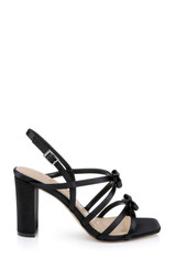 Black | Eliza Strappy Block Heels Sandals Side
