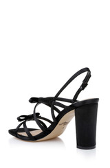 Black | Eliza Strappy Block Heels Sandals Back Side