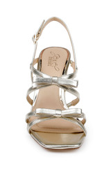 Gold Metallic | Eliza Strappy Block Heels Sandals Front