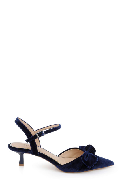 Navy Velvet | Ember Low Kitten Heel Pumps Side