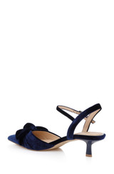 Navy Velvet | Ember Low Kitten Heel Pumps Back Side