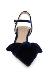 Navy Velvet | Ember Low Kitten Heel Pumps Front