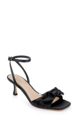 Black | Emeli Ankle Strap Bow Sandals Front Side