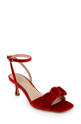 Red Velvet | Emeli Ankle Strap Bow Sandals Front Side