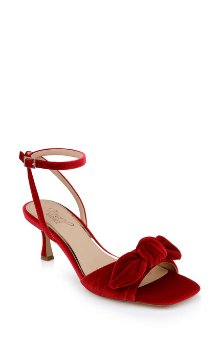 Red Velvet | Emeli Ankle Strap Bow Sandals Front Side