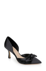Black | Emelia Satin Bow d’Orsay Pumps Front Side
