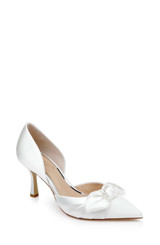 Ivory | Emelia Satin Bow d’Orsay Pumps Front Side