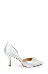 Ivory | Emelia Satin Bow d’Orsay Pumps Side