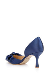 Navy | Emelia Satin Bow d’Orsay Pumps Back Side