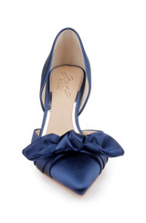 Navy | Emelia Satin Bow d’Orsay Pumps Front