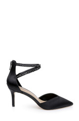 Black | Emmie Crystal Embellished Ankle Strap Pumps Side