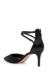 Black | Emmie Crystal Embellished Ankle Strap Pumps Back Side
