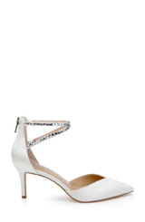 Ivory | Emmie Crystal Embellished Ankle Strap Pumps Side
