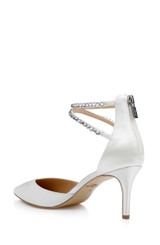 Ivory | Emmie Crystal Embellished Ankle Strap Pumps Back Side