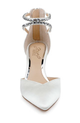 Ivory | Emmie Crystal Embellished Ankle Strap Pumps Front