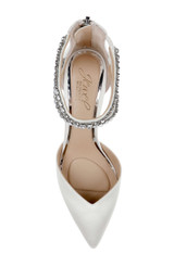 Ivory | Emmie Crystal Embellished Ankle Strap Pumps Top