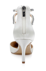 Ivory | Emmie Crystal Embellished Ankle Strap Pumps Back