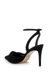 Black Fabric | Enid Pointed Toe Ankle Strap Pumps Back Side