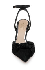 Black Fabric | Enid Pointed Toe Ankle Strap Pumps Front