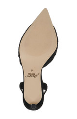 Black Fabric | Enid Pointed Toe Ankle Strap Pumps Sole