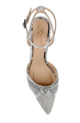 Silver Fabric | Enid Pointed Toe Ankle Strap Pumps Top