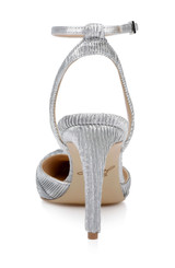 Silver Fabric | Enid Pointed Toe Ankle Strap Pumps Back