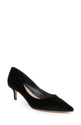 Black Velvet | Enola Velvet Kitten Heel Pumps Front Side