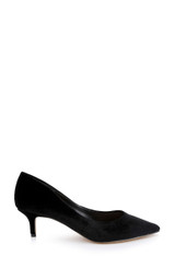 Black Velvet | Enola Velvet Kitten Heel Pumps Side