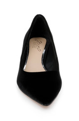 Black Velvet | Enola Velvet Kitten Heel Pumps Front