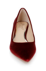 Bordo Velvet | Enola Velvet Kitten Heel Pumps Front