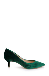 Green Velvet | Enola Velvet Kitten Heel Pumps Side