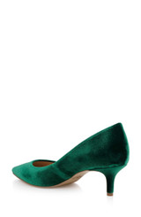 Green Velvet | Enola Velvet Kitten Heel Pumps Back Side