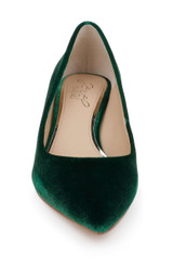Green Velvet | Enola Velvet Kitten Heel Pumps Front