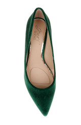 Green Velvet | Enola Velvet Kitten Heel Pumps Top