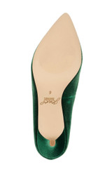 Green Velvet | Enola Velvet Kitten Heel Pumps Sole