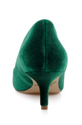Green Velvet | Enola Velvet Kitten Heel Pumps Back