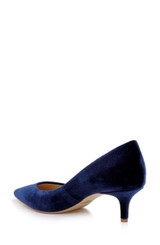 Navy Velvet | Enola Velvet Kitten Heel Pumps Back Side
