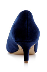Navy Velvet | Enola Velvet Kitten Heel Pumps Back