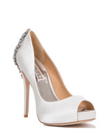 White | Kiara Embellished Peep-toe Pump