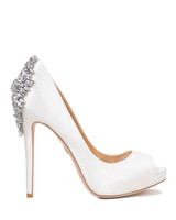 White | Kiara Embellished Peep-toe Pump