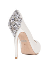 White | Kiara Embellished Peep-toe Pump